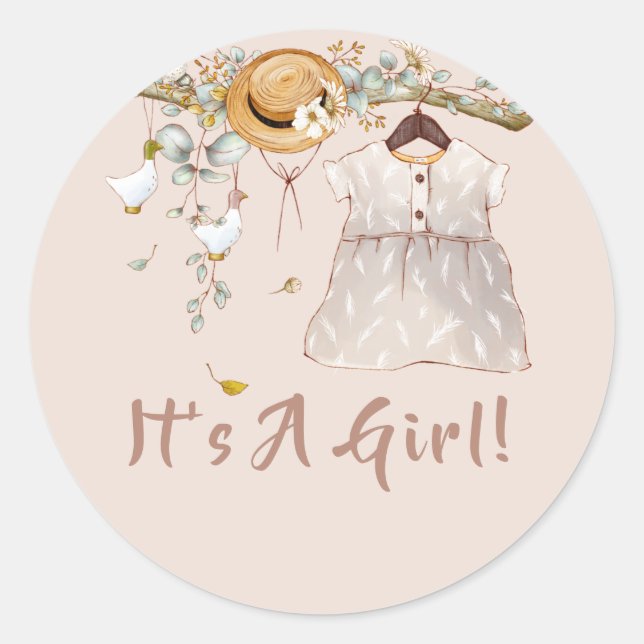Boho Baby Girl Hangkleid Runder Aufkleber (Vorderseite)