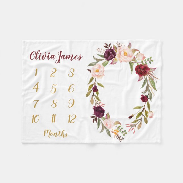 Boho Baby Girl Milestone mensuelle couverture bébé (Devant (Horizontal))