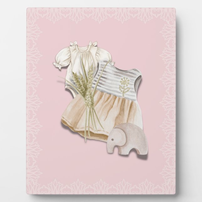 Boho Baby Girl Outfit mit Elephant | Rosa Kinderzi Fotoplatte (Vorderseite)