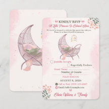 Boho Baby Girl Shower RSVP Karte