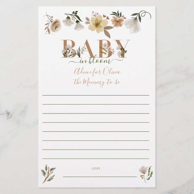 Boho Baby in Bloom Baby Dusche Kinderbetreuung Flyer (Vorne)