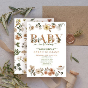 Boho-Baby-in-Bloom-Baby-Mädchen-Baby-Party Einladung