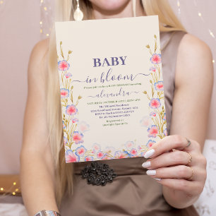 Boho-Baby-in-Bloom-Baby-Party für Mädchen Einladung