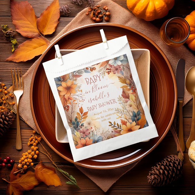 Boho Baby in Bloom Fall Floral Frame Baby Shower Geschenktütchen (Boho Baby in Bloom Fall | Autumn Floral Frame Baby Shower Favor Bag)