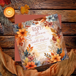 Boho Baby in Bloom Herbst-Blumenrahmen Baby Shower Einladung