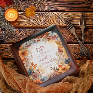 Boho Baby in Bloom Herbst-Blumenrahmen Baby Shower Pappteller