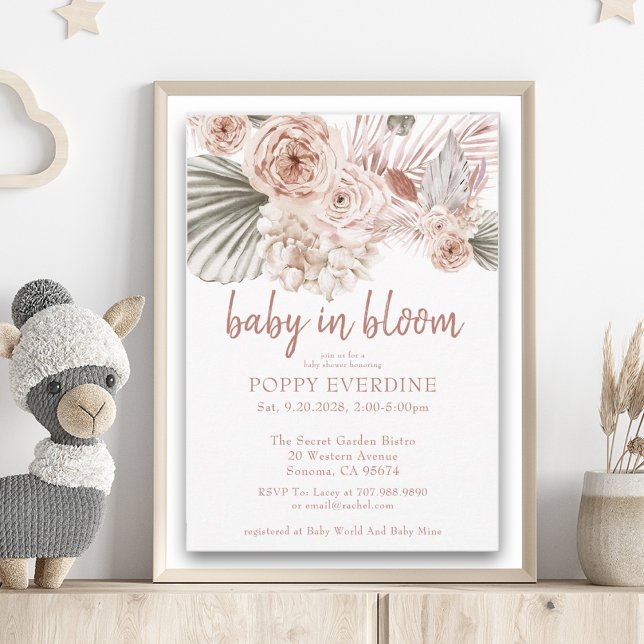 Boho Baby in Bloom Pampas Grass Girl Babydusche I Einladung (Von Creator hochgeladen)