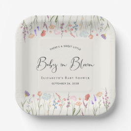 Boho Baby in Bloom Wildblume Cream Baby Dusche Pappteller