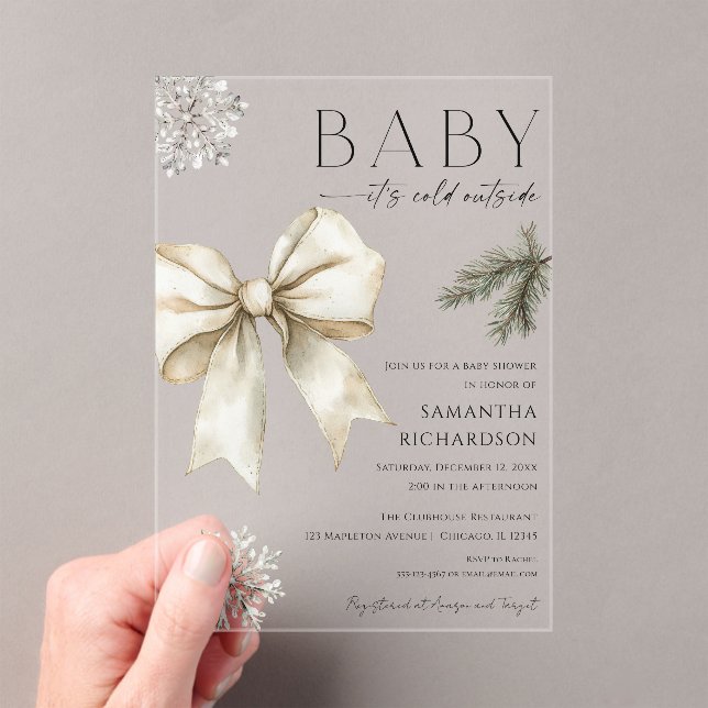 Boho Baby it's cold outside coquette bow shower Acryleinladungen (Insitu (Handheld))