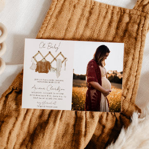 Boho-Baby-Neutrale-Dusch-Einladung mit Foto Einladung