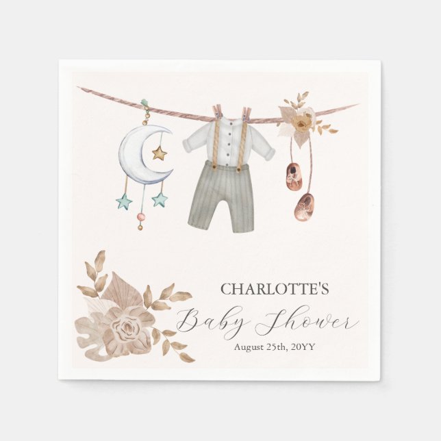 Boho Baby Showdusche Napkins Serviette (Vorderseite)