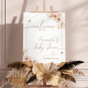 Boho Baby shower Affiche de bienvenue, Pampas Gras
