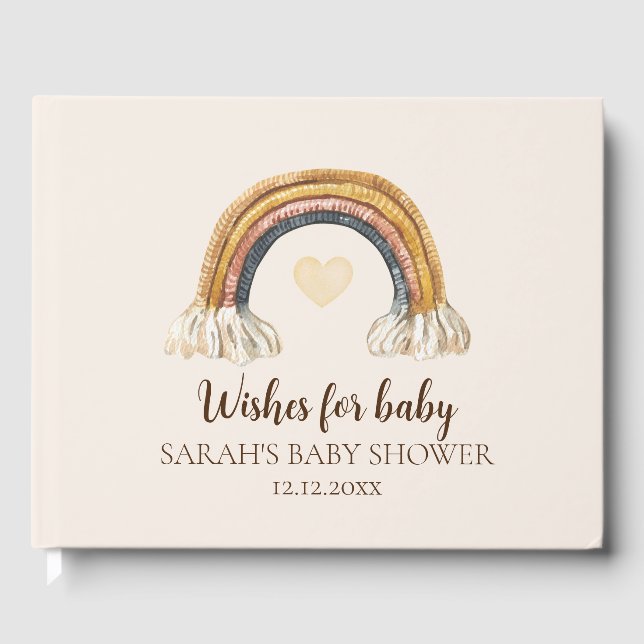 Boho Baby shower Aquarelle Arc-en-ciel livre d'hôt (Recto)