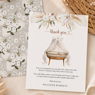 Boho-Baby-Shower-Dankeskarten Pampas Floral Dankeskarte