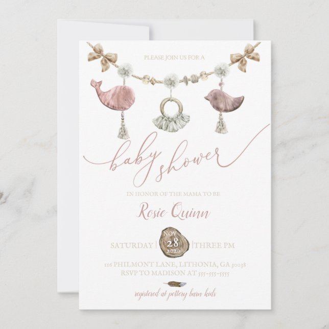 Boho Baby Shower Einladung Macrame Baby Dusche (Vorderseite)