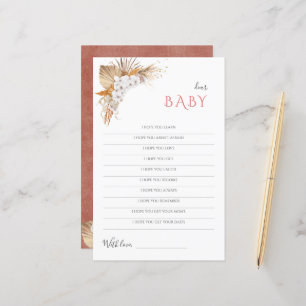 Boho Baby Shower Game Sehr geehrte Kinderkarte