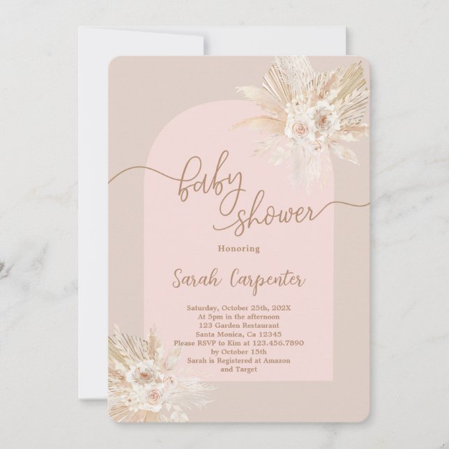 Boho Baby Shower Girl Einladung (Vorderseite)