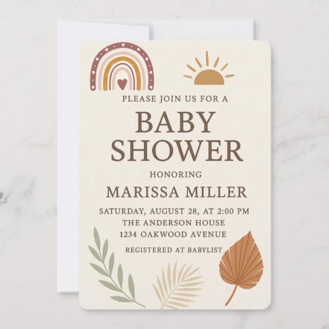 Boho Baby Shower Invitation (Devant)