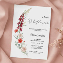 Boho Baby Shower Invitation red floral watercolor
