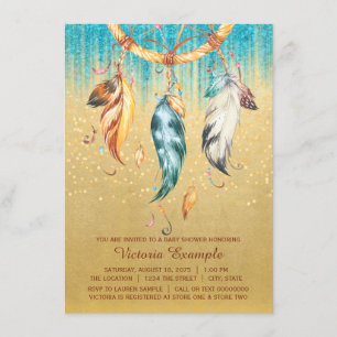 Boho-Baby-Shower Junge Mädchen Tribal Dream Catche Einladung