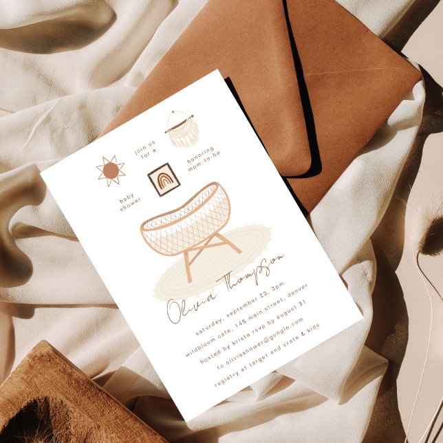 Boho Baby Shower Kinderzimmer Terracotta Einladung (Von Creator hochgeladen)