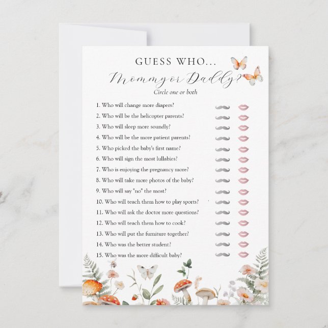 Boho Baby Shower Mommy oder Daddy Game Card Einladung (Vorderseite)