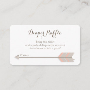 Boho Baby Shower Pink und GreyDiaper Raffle Ticket Begleitkarte