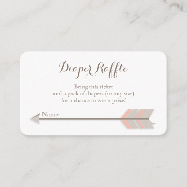 Boho Baby Shower Pink und GreyDiaper Raffle Ticket Begleitkarte (Vorderseite)