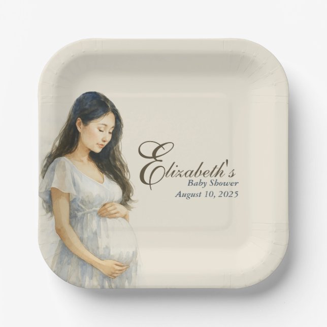 Boho Baby Shower Plates for Asian Mom Pappteller (Vorderseite)