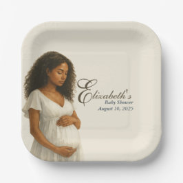 Boho Baby Shower Plates for Black Mom Pappteller