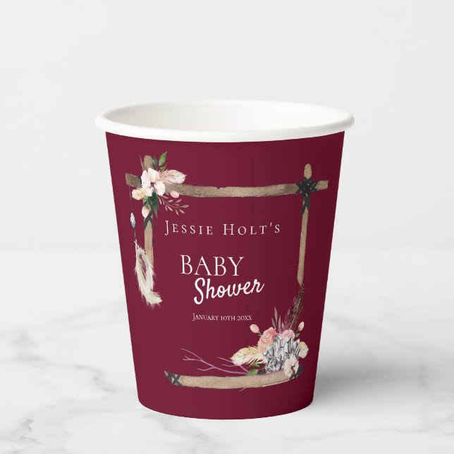 Boho Baby Shower Southwestern Pappbecher (Vorderseite)