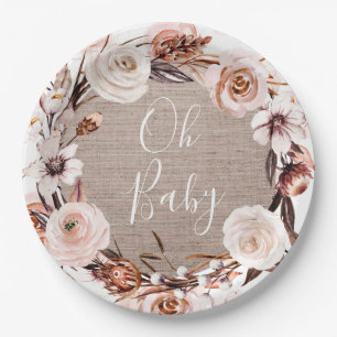 Boho Baby Shower Teller Burlap Oh Baby