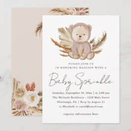 Boho Baby Sprinkle Invitation avec l'ours doux