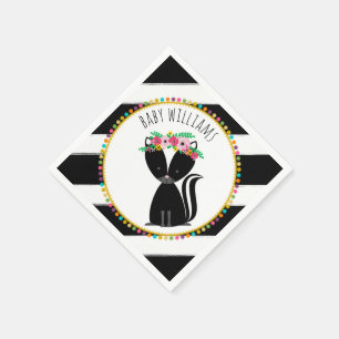 Boho Baby-Stinktierpompom-Babyparty-Servietten Serviette