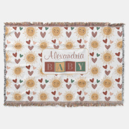 Boho Baby Sun & Hearts Personalisierte Throw Blank Decke