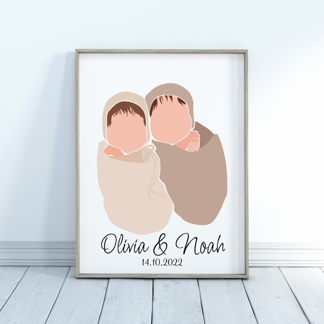 Boho Baby Twins Girl&Boy Name Kinderzimmer Poster (Von Creator hochgeladen)