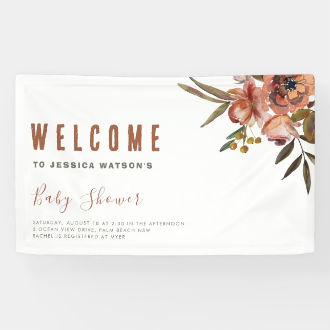 Boho Babydusche Grüne Rustikal Adorable Banner (Horizontal)