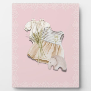 Boho-Babymädchen-Outfit mit Elefant   Rosa Kinderz Fotoplatte