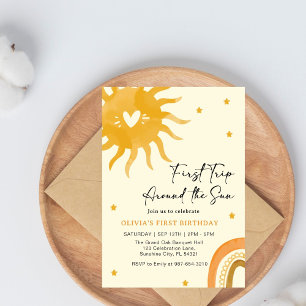 Boho Baby's erstes Jahr rund um die Sonne Einladung