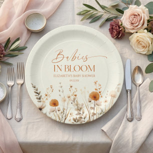 Boho Babys in Blüte Wildblumen-Zwillinge Baby Show Pappteller