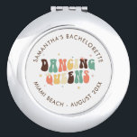 Boho Bachelorette Disco Tassino Taschenspiegel<br><div class="desc">Individueller Junggeselinnen-Abschied Retro Dancing Queens Kompaktspiegel können Sie mit dem Namen,  Ziel und Datum der Braut anpassen. Perfekt passendes Retro-Design für Braut-Party</div>