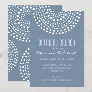 Boho Bali Geburtstags-Brunch auf Denim-Blau Einladung