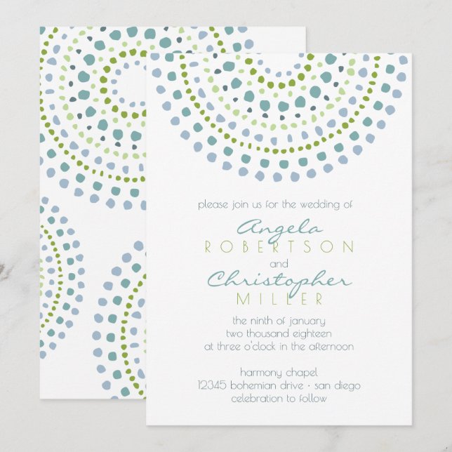 Boho Bali Green Jewels Hochzeit Einladung (Vorne/Hinten)