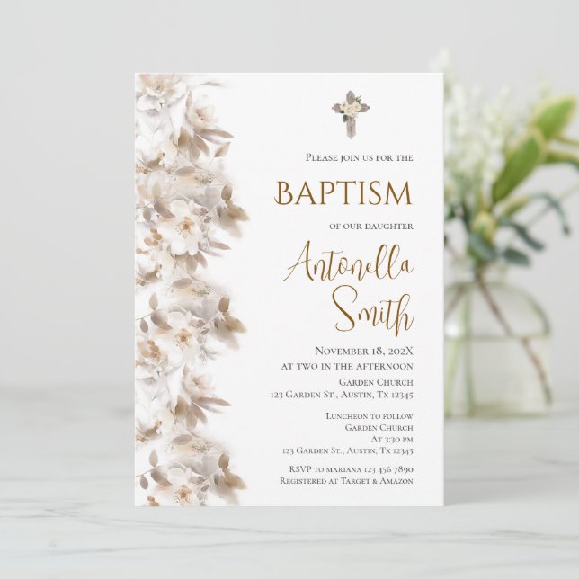 Boho Baptism  Invitation (Debout devant)