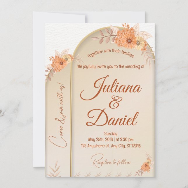 Boho Baptism Invite, Pampas Grass Boho Hochzeit Einladung (Vorderseite)