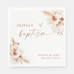 Boho Baptism Napkins Pampas Grass Christening Serviette