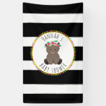 Boho Bär Stripes Babyparty-Fahne