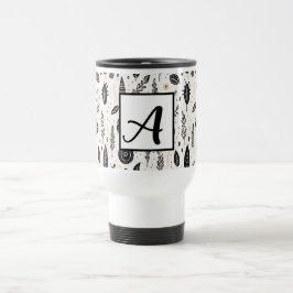 Boho Basic Black and White Travel Mug Reisebecher