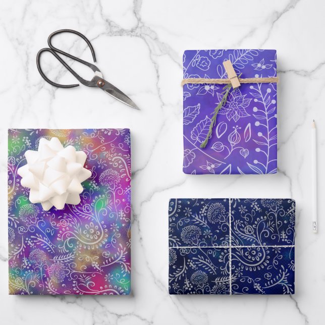 Boho Batik Botanicals Beautiful Geschenkpapier Set (Vorderseite)