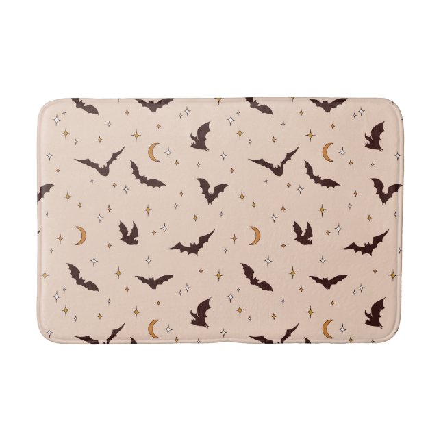 Boho Bats and Stars Halloween Pattern Badematte (Vorderseite)